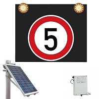 Značka s výstražným světlem se solárním napájením, 5 km